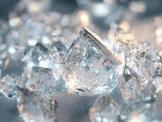 Poster - Close-up of Sparkling Ice Cubes Texture