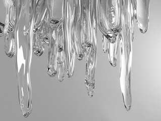 Aufkleber - Close-up of Icicles Melting Against a Gray Background