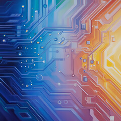 Poster - Dynamic technology circuit abstract art digital realm visual design colorful environment close-up view innovation concept