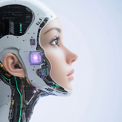 Poster - Robotic technology innovation futuristic setting digital art modern environment side view ai concept exploration