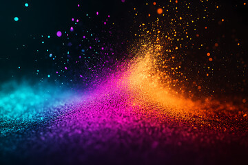 Poster - Captivating colorful powder explosion studio digital art abstract close-up vibrant energy