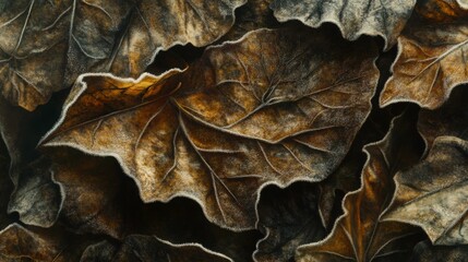Poster - Frosted Leaves in Morning Light Detail