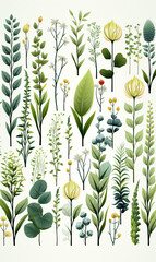 Aufkleber - An impressive display of various plants capturing nature's beauty with diverse textures and colors in a cozy space