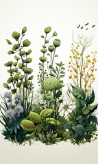 Aufkleber - A diverse collection of lush plants showcasing unique shapes and colors in a bright indoor environment