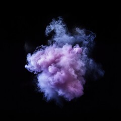 Poster - Vibrant Purple Smoke Cloud on Black Background, Abstract Art for Creative Projects and Design, Mystical Visuals, and Atmospheric Imagery