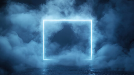 Poster - Misty gradient glowing frame with soft smoke and fog effect creating a dreamy background