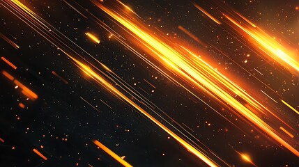 Wall Mural - abstract orange light streaks, dark background, cosmic effect, for motion design