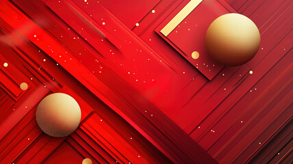 Poster - Abstract background design with modern red and gold geometric elements in a stylish composition