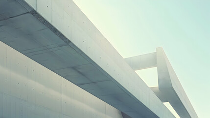 Poster - Modern architectural structure showcasing sleek lines and minimalist design under soft light
