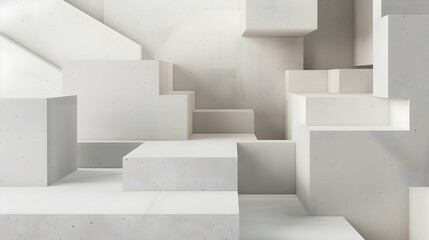 Poster - Abstract composition of white geometric shapes creating a modern architectural background