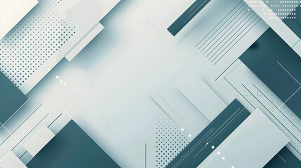Poster - Abstract geometric design featuring layered shapes in cool tones, creating a modern aesthetic
