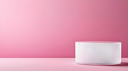Transparent Acrylic Product Display On Pink Surface With Gradient Background Studio Lighting