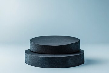 Poster - minimalist monochrome podium with matte finishes and smooth edges displayed in clean studio environment with generous