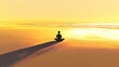 © sudari - Serene Silhouette: Meditative Figure in Golden Sunset Desert