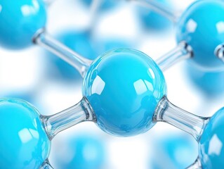 Aufkleber - Abstract 3D Rendering of a Blue Molecular Structure