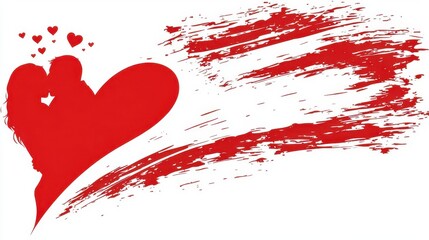 Poster - Abstract Red Heart with Bold Brush Strokes on White Background