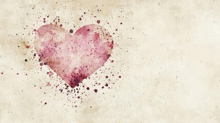 Poster - Heart shaped watercolor painting displayed on a wall as home decor art piece