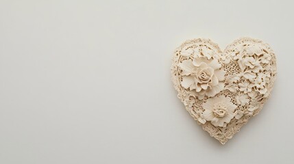 Poster - Heart shape created from colorful paper flowers on a plain background