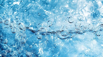 Poster - Blue Water Bubbles Texture Background