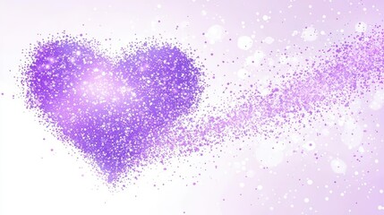 Fototapete - Heart shape created with small purple dots on a light purple background for creative design purposes