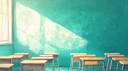 Poster - Modern Classroom with Natural Light and Simple Design