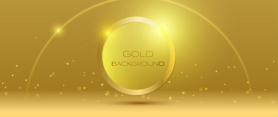 Aufkleber - Vector illustration gold light ray, stage scene for luxury poster, template premium award design. Abstract elegant golden, glow with glitter, lighting effect sparkle on black background.