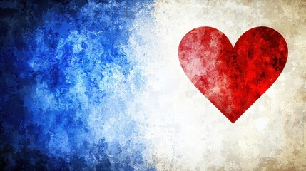 Aufkleber - Heart shape on a blue and white background with a simple and clean design aesthetic