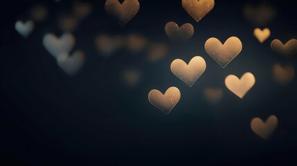 Leinwandbilder - Heart shaped light glowing in the dark creating a warm and romantic atmosphere for decoration or photography