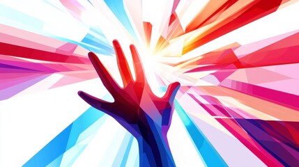 Poster - Vibrant Artwork of a Hand Reaching for Light