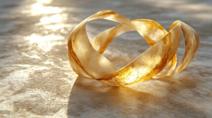 Poster - Warm 3D Textured Ribbon on Soft Background