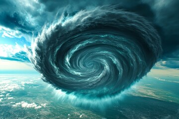 Poster - A highly detailed 3D-rendered tornado simulation, showing wind currents and air pressure in action