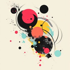 Leinwandbilder - Abstract Circles in Motion: A Vibrant Display of Color and Dynamic Composition on a Cream Background