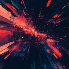 Aufkleber - Abstract Red Explosion: Digital Art Exploring Depth and Movement in a Contemporary Style.