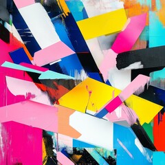 Poster - Geometric Abstraction: Bold Colors and Dynamic Composition, A Modern Art Painting