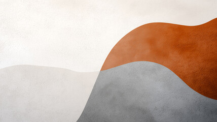 Poster - Abstract minimalist composition with organic shapes in earthy tones, featuring flowing curves and textured surfaces. design evokes sense of calm and balance