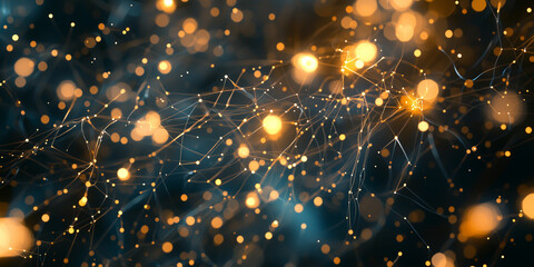 Poster - glowing web of interconnected fibers and lights creates mesmerizing abstract pattern, evoking sense of connectivity and energy