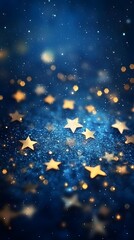 Wall Mural - golden stars on blue background