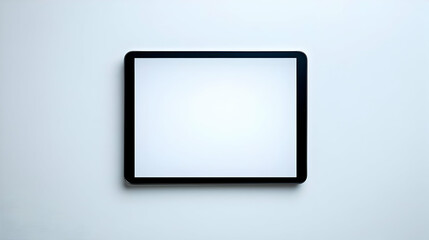 Poster - Minimalist Tablet With Blank White Screen Isolated Against Light Blue Background