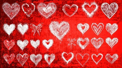 Aufkleber - Valentines day background vector design with hearts and floral elements for romantic themes