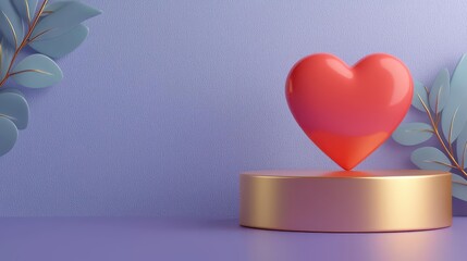 Aufkleber - Heart shaped balloon resting on a wooden table with soft lighting and a simple background