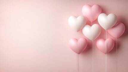 Leinwandbilder - Pink and white balloons floating against a soft pink wall background in a party setting