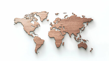Poster - Isometric View of Copper Colored World Map with Pixelated Surface on White Background