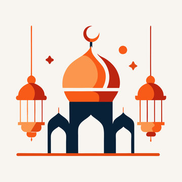 Stylish Mosque Artwork for Eid Simple & Graceful.