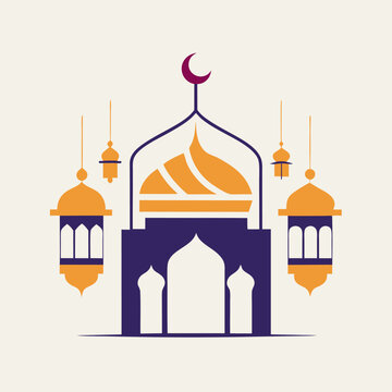 Stylish Mosque Artwork for Eid Simple & Graceful.