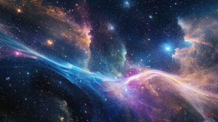 Wall Mural - Ethereal Cosmic Space Scene with Colorful Nebula and Stars