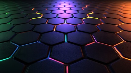 Poster - Abstract Hexagon Grid with Neon Glow Effects (1)