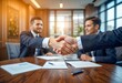 © Noor - Business professionals shaking hands in an office setting during a meeting