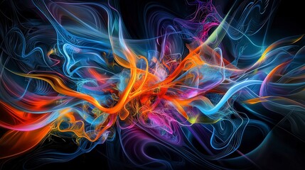 Poster - Dynamic swirling abstract art digital canvas vivid colors innovative environment contemporary concept