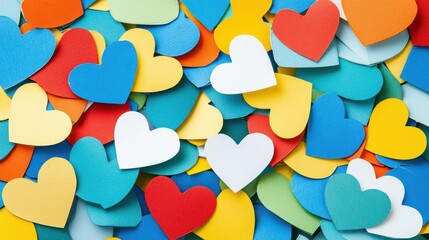 Poster - Colorful Paper Hearts Background Texture Pattern