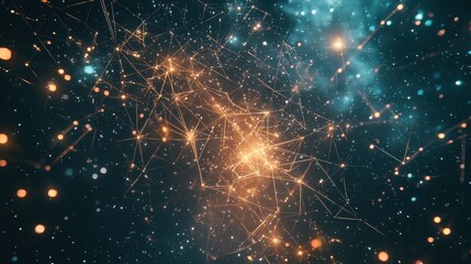 Wall Mural - abstract cosmic background with stars and glowing connections
